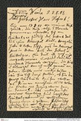 Nachlass Franz Steindachner, Postkarte von Emil Weiske an Franz Steindachner (03.08.1908), Inv.Nr. 582.01, Seite 2